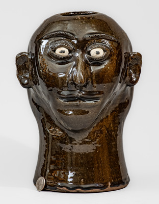 Very Rare "Lanier Meaders" Stoneware Face Wig Stand, Cleveland, GA, c1970s-80s