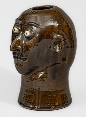 Very Rare "Lanier Meaders" Stoneware Face Wig Stand, Cleveland, GA, c1970s-80s