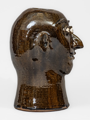 Very Rare "Lanier Meaders" Stoneware Face Wig Stand, Cleveland, GA, c1970s-80s