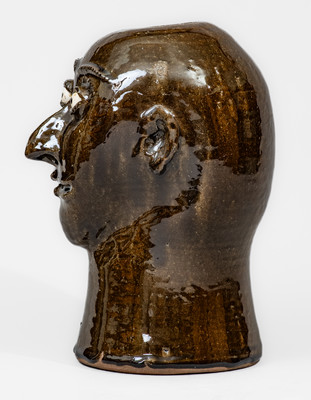 Very Rare "Lanier Meaders" Stoneware Face Wig Stand, Cleveland, GA, c1970s-80s