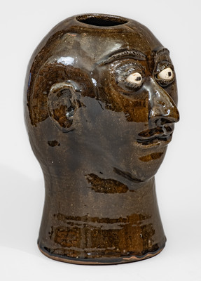 Very Rare "Lanier Meaders" Stoneware Face Wig Stand, Cleveland, GA, c1970s-80s