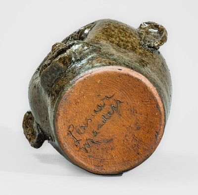 Rare and Fine "Lanier Meaders" Stoneware Face Jug w/ China Plate Teeth, early 1970s