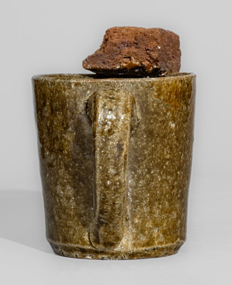 Alkaline-Glazed Stoneware Mug with Applied Kiln Brick, Signed "AM" (Arie Meaders)