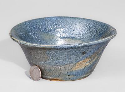 Blue-Glazed Stoneware Bowl, Signed "CM" (Cheever Meaders, Cleveland, GA)