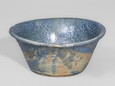 Blue-Glazed Stoneware Bowl, Signed "CM" (Cheever Meaders, Cleveland, GA)