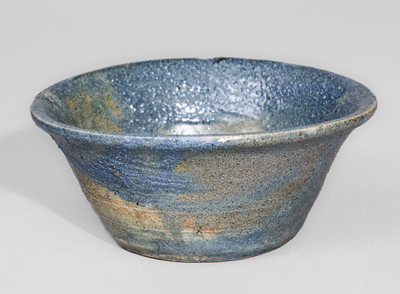 Blue-Glazed Stoneware Bowl, Signed "CM" (Cheever Meaders, Cleveland, GA)