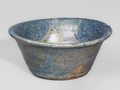 Blue-Glazed Stoneware Bowl, Signed "CM" (Cheever Meaders, Cleveland, GA)