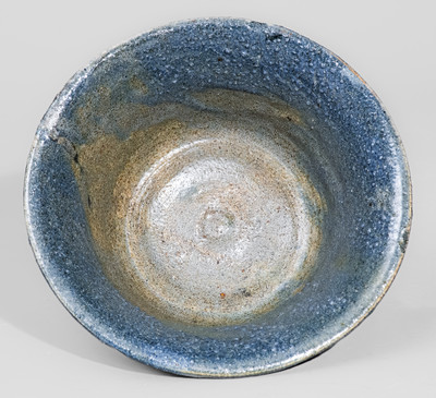 Blue-Glazed Stoneware Bowl, Signed "CM" (Cheever Meaders, Cleveland, GA)