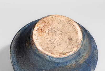 Blue-Glazed Stoneware Bowl, Signed "CM" (Cheever Meaders, Cleveland, GA)