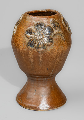 Glazed Stoneware Vase w/ Applied Floral Decoration, Signed "AM" (Arie Meaders)