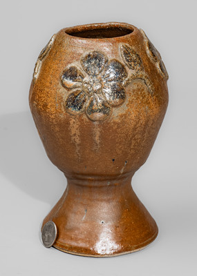 Glazed Stoneware Vase w/ Applied Floral Decoration, Signed "AM" (Arie Meaders)