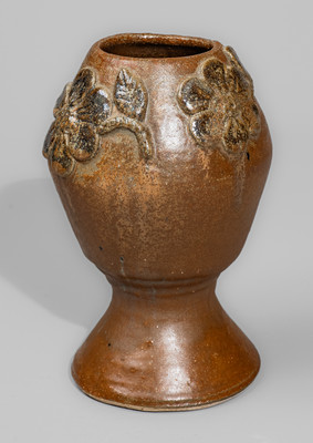 Glazed Stoneware Vase w/ Applied Floral Decoration, Signed "AM" (Arie Meaders)