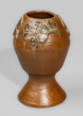 Glazed Stoneware Vase w/ Applied Floral Decoration, Signed "AM" (Arie Meaders)
