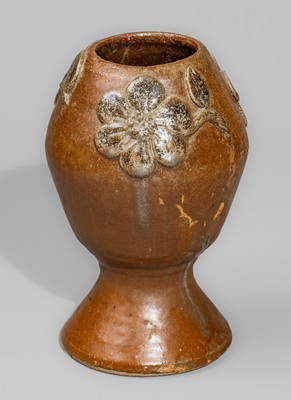 Glazed Stoneware Vase w/ Applied Floral Decoration, Signed "AM" (Arie Meaders)