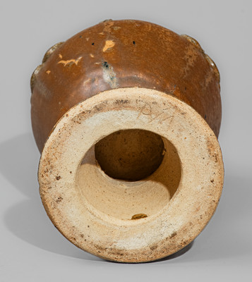 Glazed Stoneware Vase w/ Applied Floral Decoration, Signed "AM" (Arie Meaders)