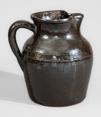 Early-Period Lanier Meader "Lm / 10-68" Stoneware Pitcher w/ Applied Floral Decoration