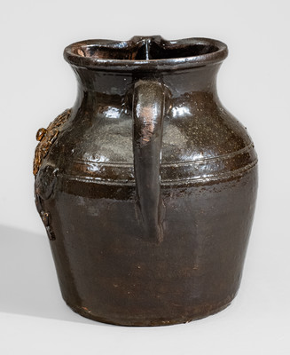 Early-Period Lanier Meader "Lm / 10-68" Stoneware Pitcher w/ Applied Floral Decoration