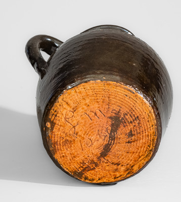 Early-Period Lanier Meader "Lm / 10-68" Stoneware Pitcher w/ Applied Floral Decoration