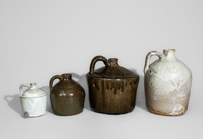 Four Glazed Stoneware Jugs, Meaders Pottery, Cleveland, GA
