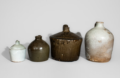 Four Glazed Stoneware Jugs, Meaders Pottery, Cleveland, GA
