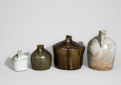 Four Glazed Stoneware Jugs, Meaders Pottery, Cleveland, GA