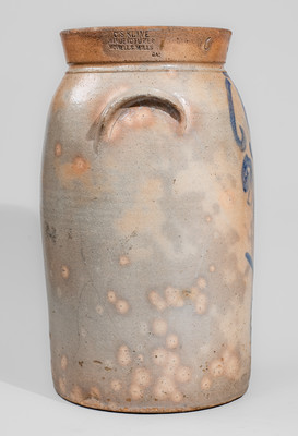 C.S. KLINE / MANUFACTURER / HOWELLS.MILLS / GA Six-Gallon Stoneware Churn w/ Elaborate Decoration, c1885