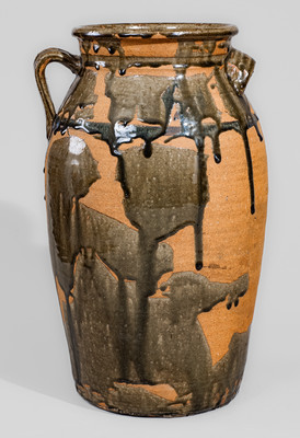 Alkaline-Glazed Stoneware Churn, attrib. Cheever Meaders, Cleveland, GA