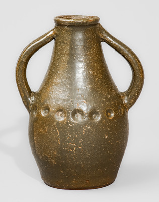 Rare AM (Arie Meaders, c1956-59) Alkaline-Glazed Stoneware Vase w/ Impressed Decoration