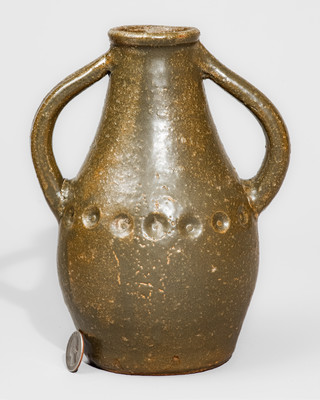 Rare AM (Arie Meaders, c1956-59) Alkaline-Glazed Stoneware Vase w/ Impressed Decoration