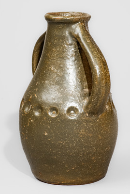 Rare AM (Arie Meaders, c1956-59) Alkaline-Glazed Stoneware Vase w/ Impressed Decoration