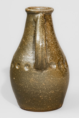 Rare AM (Arie Meaders, c1956-59) Alkaline-Glazed Stoneware Vase w/ Impressed Decoration