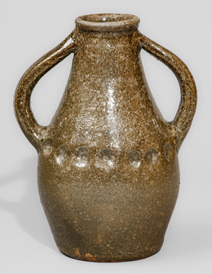 Rare AM (Arie Meaders, c1956-59) Alkaline-Glazed Stoneware Vase w/ Impressed Decoration