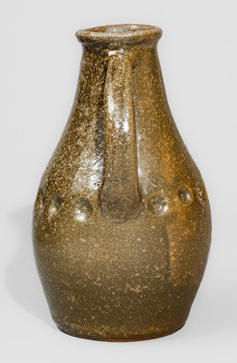 Rare AM (Arie Meaders, c1956-59) Alkaline-Glazed Stoneware Vase w/ Impressed Decoration