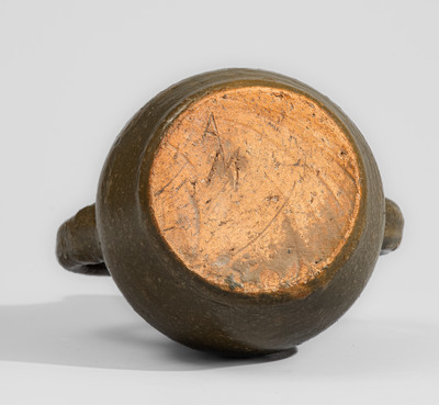 Rare AM (Arie Meaders, c1956-59) Alkaline-Glazed Stoneware Vase w/ Impressed Decoration