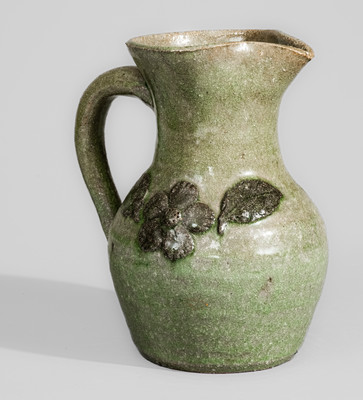 Scarce "AM" (Arie Meaders, Cleveland, GA) Stoneware Pitcher w/ Applied Floral Decoration