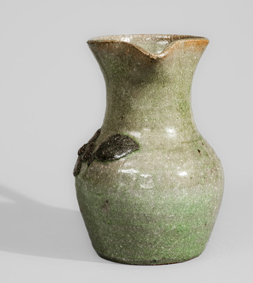 Scarce "AM" (Arie Meaders, Cleveland, GA) Stoneware Pitcher w/ Applied Floral Decoration