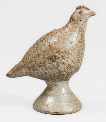 Scarce Alkaline-Glazed Stoneware Figure of a Quail, attrib. Arie Meaders, Cleveland, GA