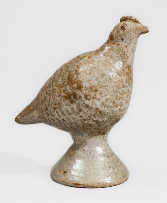 Scarce Alkaline-Glazed Stoneware Figure of a Quail, attrib. Arie Meaders, Cleveland, GA