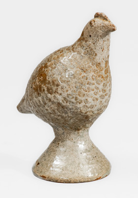 Scarce Alkaline-Glazed Stoneware Figure of a Quail, attrib. Arie Meaders, Cleveland, GA