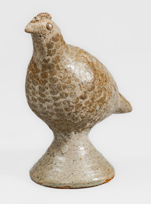 Scarce Alkaline-Glazed Stoneware Figure of a Quail, attrib. Arie Meaders, Cleveland, GA