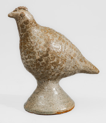 Scarce Alkaline-Glazed Stoneware Figure of a Quail, attrib. Arie Meaders, Cleveland, GA