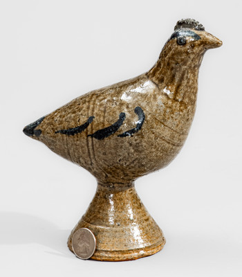 Scarce "AM" (Arie Meaders, Cleveland, GA) Stoneware Figure of a Quail