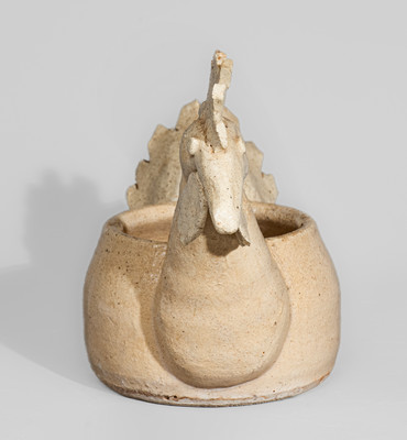 Glazed Stoneware Rooster Bowl, probably Arie Meaders, Cleveland, GA, c1956-69