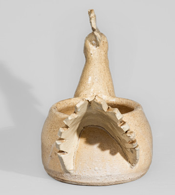 Glazed Stoneware Rooster Bowl, probably Arie Meaders, Cleveland, GA, c1956-69