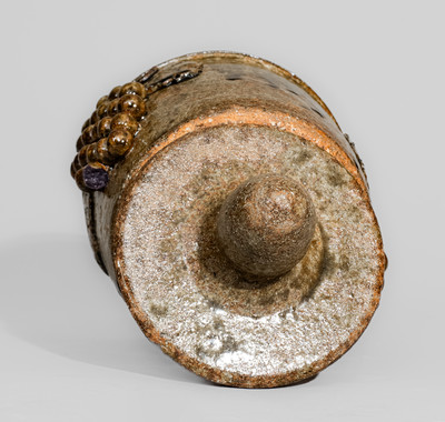 Scarce Early-Period "Lm" (Lanier Meaders) Alkaline-Glazed Stoneware Lidded Jar w/ Grapes Motif