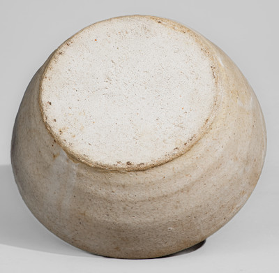 Glazed Stoneware Hen-on-Nest Bowl w/ Blue Slip Decoration, attrib. Arie Meaders