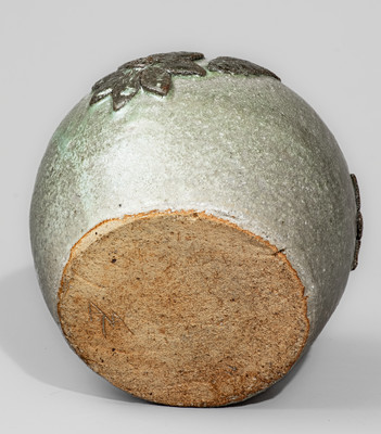 "AM" (Arie Meaders, Cleveland, GA) Stoneware Jar w/ Applied Floral Decoration