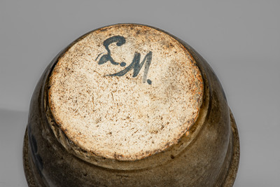 Unusual "L.M." (Lanier Meaders) Early-Period Alkaline-Glazed Lidded Stoneware Sugar Bowl