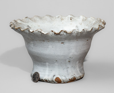 Glazed Stoneware Fluted Pot attrib. Cheever Meaders, "C M / 1956" in Ink