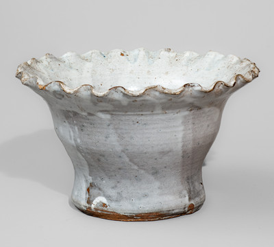 Glazed Stoneware Fluted Pot attrib. Cheever Meaders, "C M / 1956" in Ink